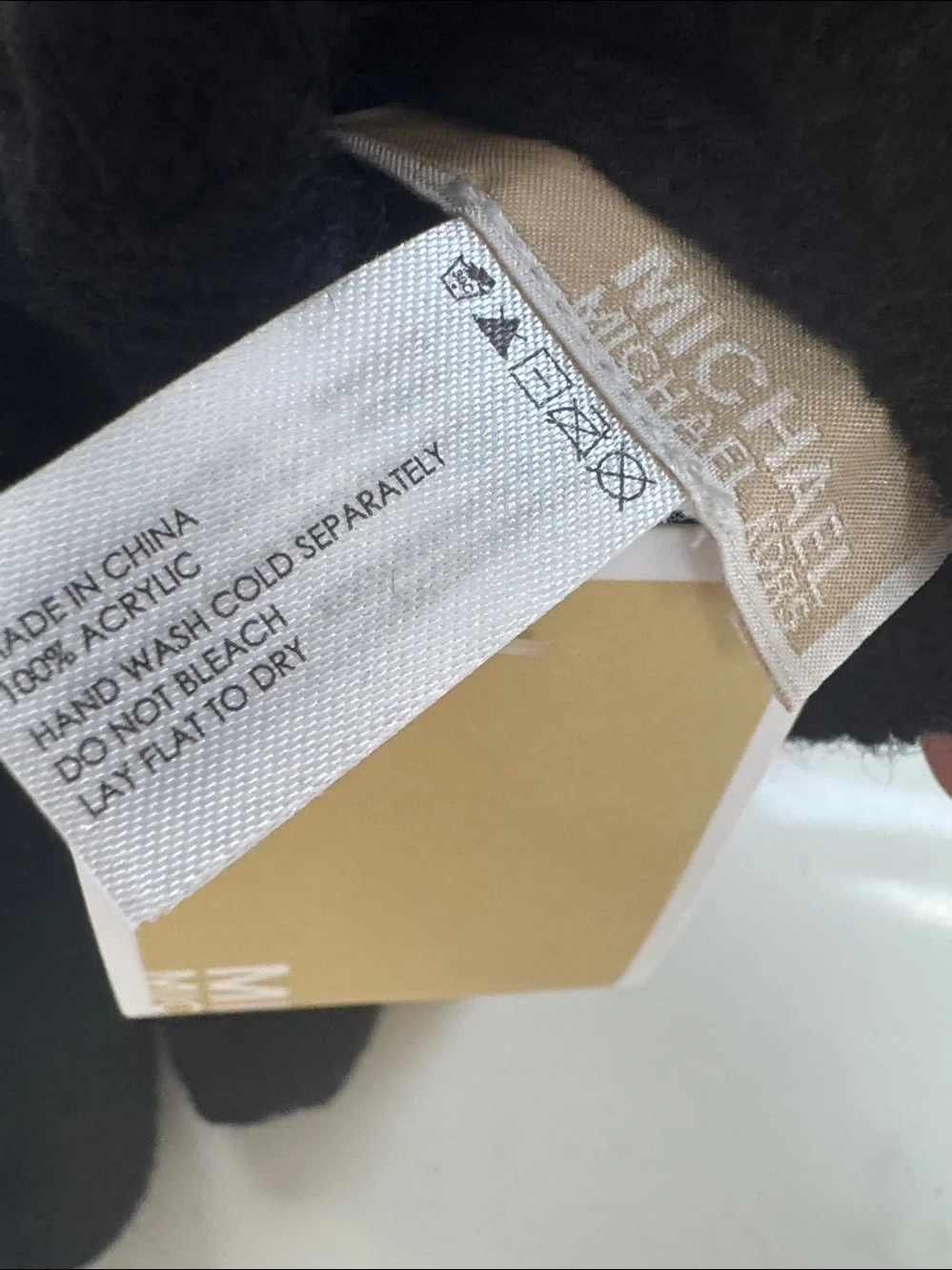 Michael Kors Black Ribbed Knit Gloves with Silver Button Detail